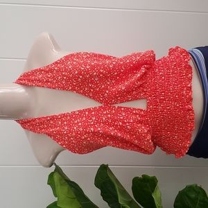 Sienna Sky Women's Halter Top Smocked Red Multi-Color Size Small